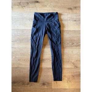 Lululemon Navy Blue Fast Free 7/8 Tight Leggings 25" LW5BJGS Size 4 Reflective